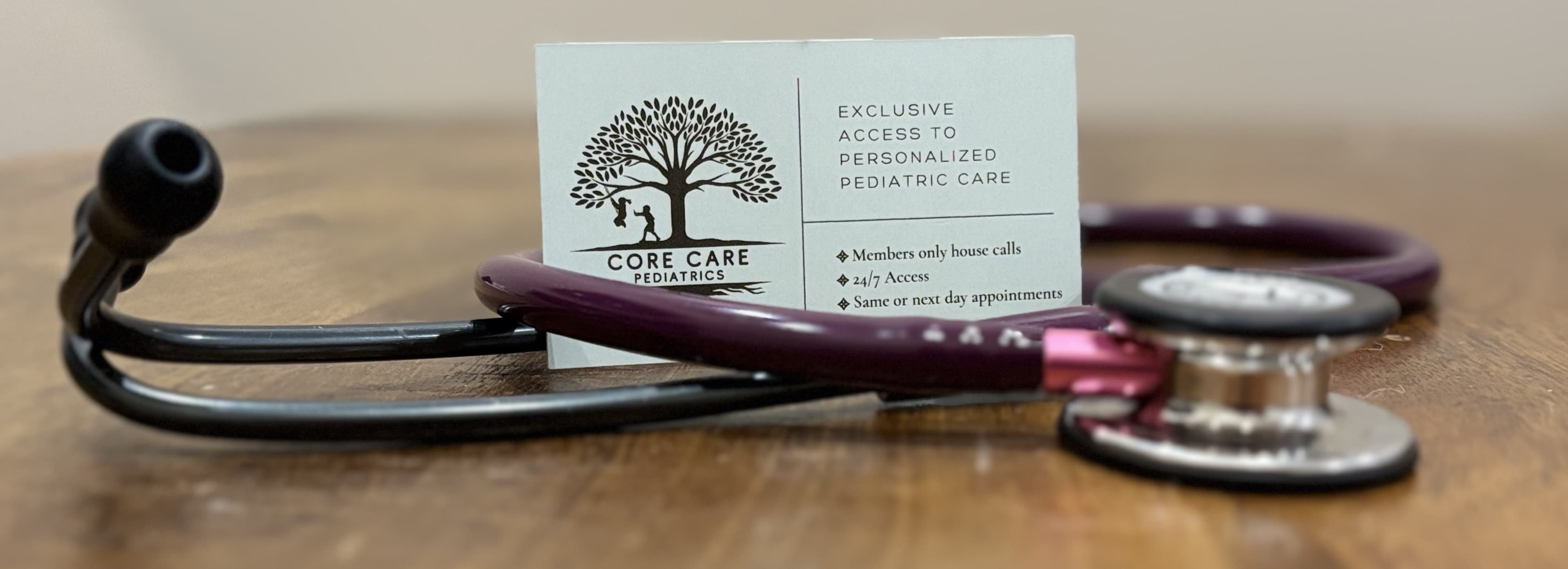 Core Care Pediatrics card with stethoscope