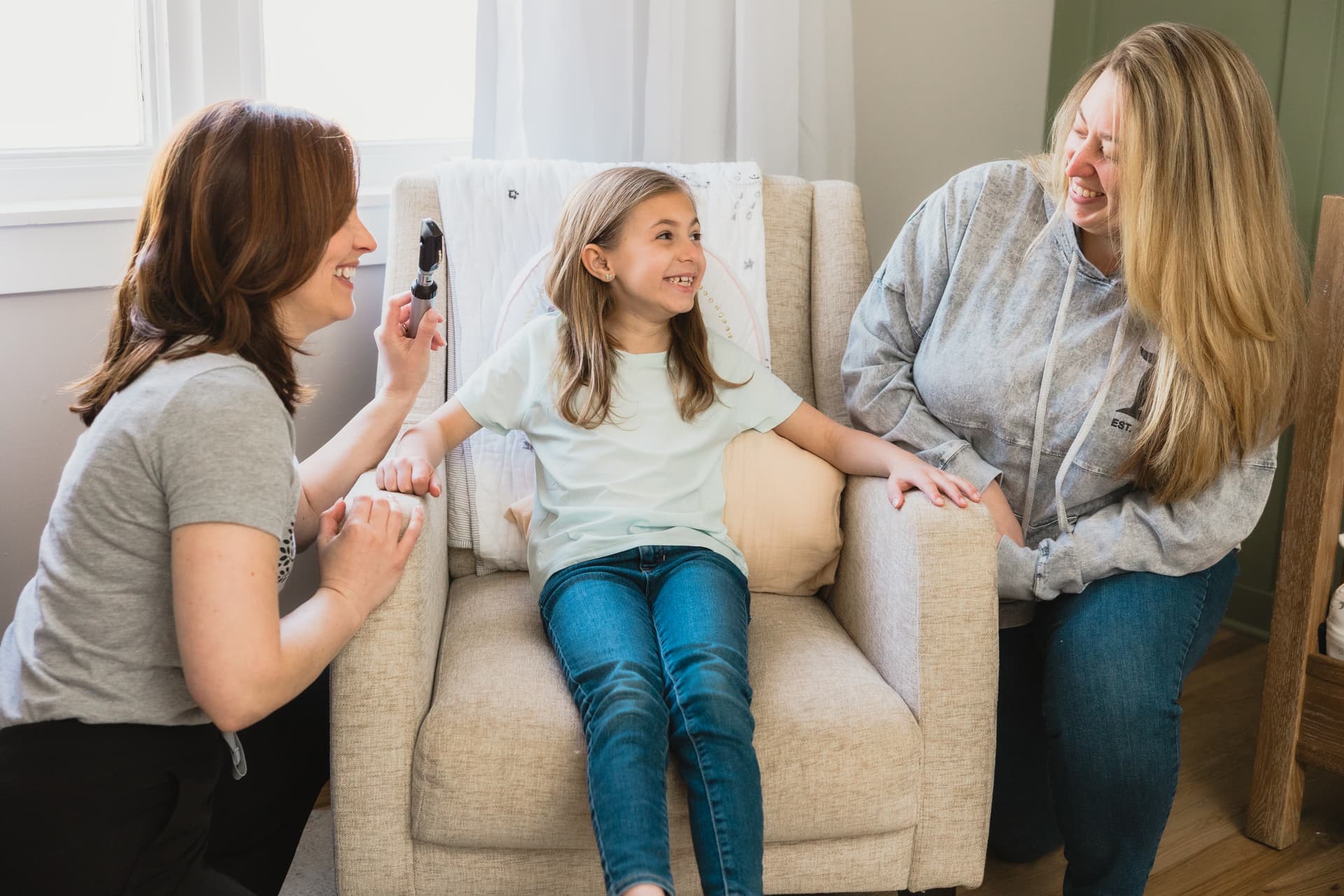 Dr. Kristina Hinrichs meeting with a family during a welcoming introductory call